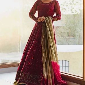 Asim Jofa original net embroidered pishwas long dress and dupatta